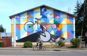 Central Lincoln PUD Mural with cyclist