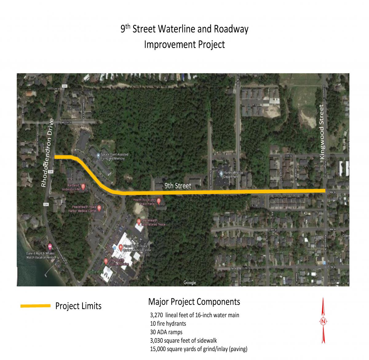 9th Street Waterline & Roadway Map